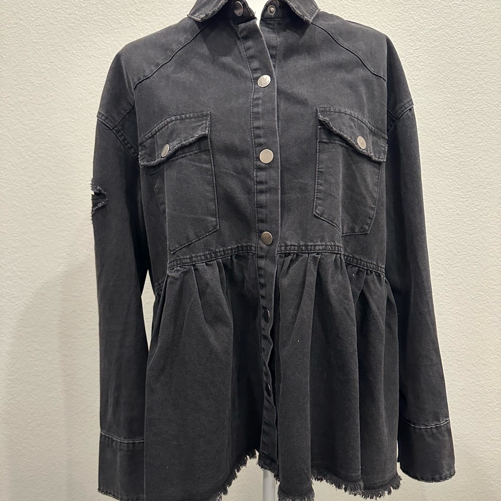 Size M Black Vici Jean Jacket with Empire Waist